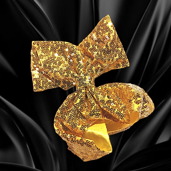 🌲10/$20. New Gold Sequin Hair Bow. 7" - Picture 6 of 8